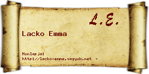 Lacko Emma névjegykártya